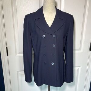Vintage Casual Corner Double Breasted Navy Blue Blazer Size 8